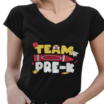Team Prek Teacher Cray On Back To School First Day Of School Women V-Neck T-Shirt - Monsterry AU