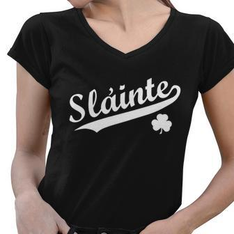 Team Slainte Irish Clover St Patricks Day Women V-Neck T-Shirt - Monsterry DE