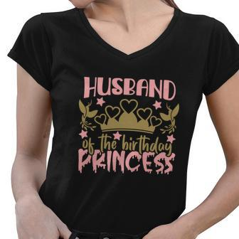 The Birthday Princess Husband Graphic Design Printed Casual Daily Basic Women V-Neck T-Shirt - Thegiftio UK