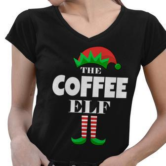 The Coffee Elf Family Matching Christmas Tshirt Women V-Neck T-Shirt - Monsterry