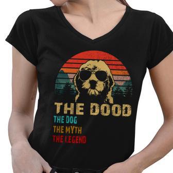 The Dood The Dog The Myth The Legend Women V-Neck T-Shirt - Monsterry