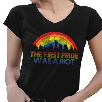 The First Pride Was A Riot Tshirt Women V-Neck T-Shirt - Monsterry UK