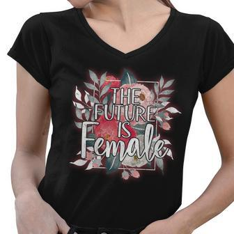 The Future Is Female Women V-Neck T-Shirt - Monsterry