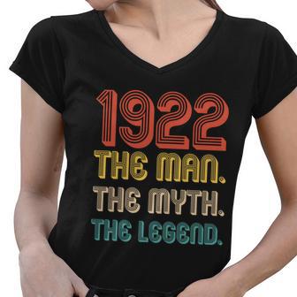 The Man The Myth The Legend 1922 100Th Birthday Women V-Neck T-Shirt - Monsterry AU