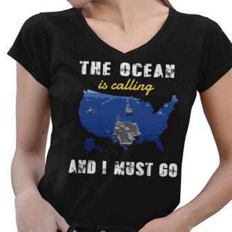 The Ocean Is Calling Women V-Neck T-Shirt - Monsterry UK