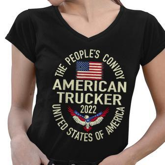 The Peoples Convoy 2022 America Truckers Freedom Convoy Usa Women V-Neck T-Shirt - Monsterry