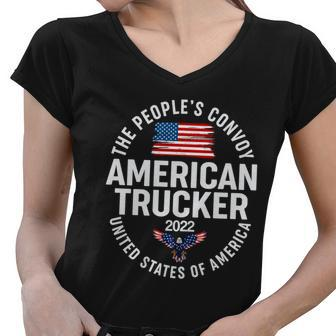The Peoples Convoy American Trucker 2022 United States Of America Women V-Neck T-Shirt - Monsterry