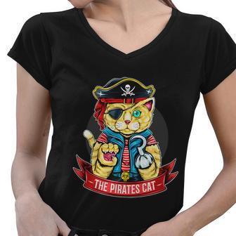 The Pirates Cat Fourth Of July American Independence Day Graphic Plus Size Shirt Women V-Neck T-Shirt - Monsterry UK