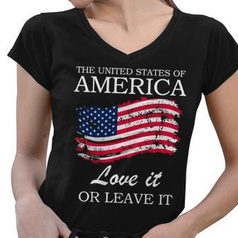 The Usa Love It Or Leave It Women V-Neck T-Shirt - Monsterry
