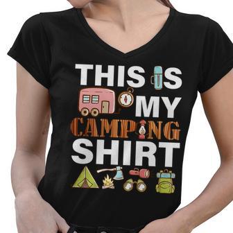 This Is My Camping Funny Women V-Neck T-Shirt - Monsterry UK