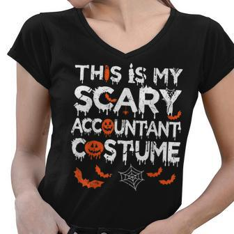 This Is My Scary Accountant Costume Funny Halloween Women V-Neck T-Shirt - Thegiftio UK