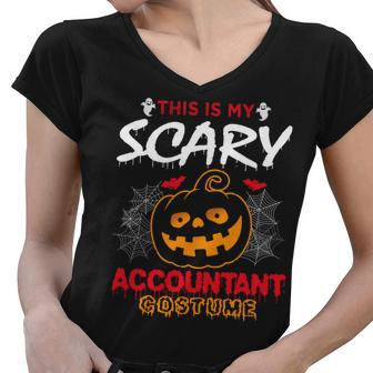 This Is My Scary Accountant Costume Halloween Sweatshirt Women V-Neck T-Shirt - Thegiftio UK