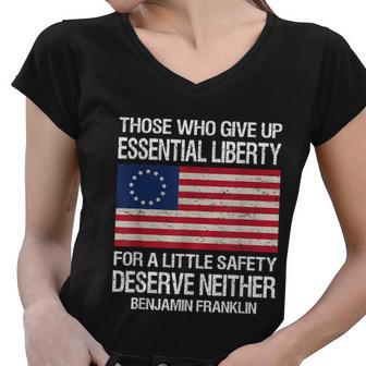 Those Who Give Up Essential Liberty For A Little Safety Women V-Neck T-Shirt - Monsterry