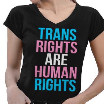 Trans Rights Are Human Rights Colors Logo Tshirt Women V-Neck T-Shirt - Monsterry DE