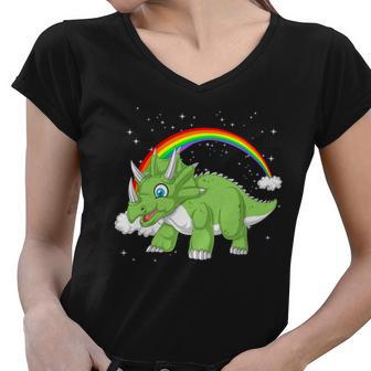 Triceratops Dinosaur Women V-Neck T-Shirt - Monsterry