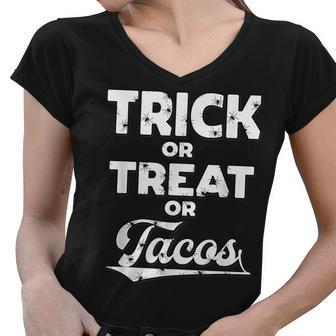 Trick Or Treat Or Tacos Halloween Costume Party Women V-Neck T-Shirt - Seseable
