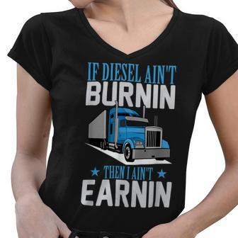 Trucker Truck Driver Funny S Trucker Semitrailer Truck Women V-Neck T-Shirt - Seseable