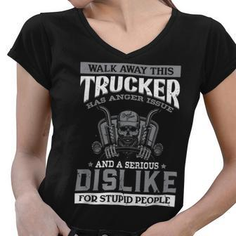 Trucker Trucker Accessories For Truck Driver Motor Lover Trucker_ V18 Women V-Neck T-Shirt | Seseable UK