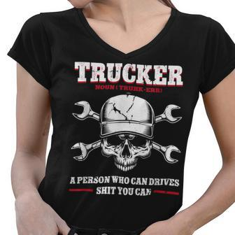 Trucker Trucker Accessories For Truck Driver Motor Lover Trucker_ V2 Women V-Neck T-Shirt - Seseable