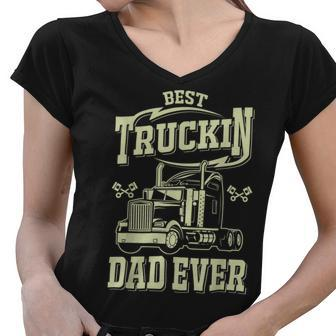Trucker Trucker Best Trucking Dad Ever V2 Women V-Neck T-Shirt - Seseable