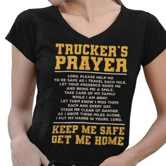 Trucker Truckers Prayer Truck Driving For A Trucker Women V-Neck T-Shirt - Seseable