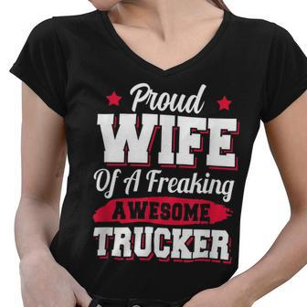 Trucker Trucking Truck Driver Trucker Wife Women V-Neck T-Shirt - Seseable