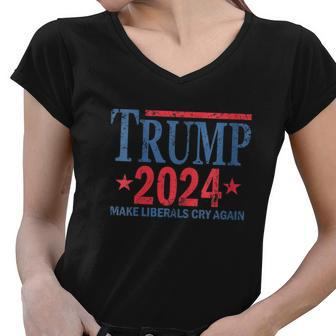 Trump 2024 Make Liberals Cry Again V2 Women V-Neck T-Shirt - Monsterry AU