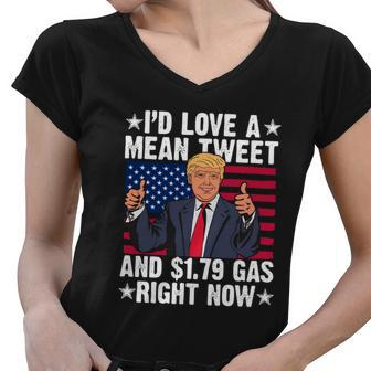 Trump 2024 Mean Tweets 179 Gas Women V-Neck T-Shirt - Monsterry