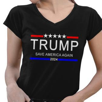 Trump 2024 Save America Tshirt Women V-Neck T-Shirt - Monsterry DE