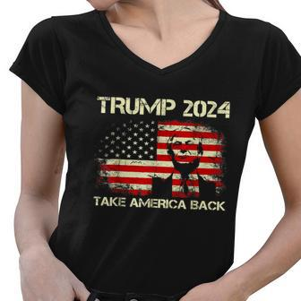 Trump 2024 Take America Back Tshirt V2 Women V-Neck T-Shirt - Monsterry UK