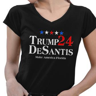 Trump Desantis 2024 Make America Florida Election Logo Tshirt Women V-Neck T-Shirt - Monsterry AU