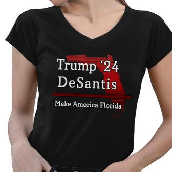 Trump Desantis 2024 Make America Florida State Tshirt Women V-Neck T-Shirt - Monsterry