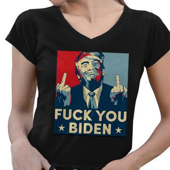 Trump Hope Design Fuck You Biden Tshirt Women V-Neck T-Shirt - Monsterry