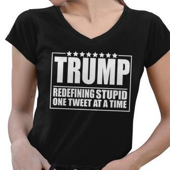 Trump Redefing Stupid One Tweet At A Time Tshirt Women V-Neck T-Shirt - Monsterry