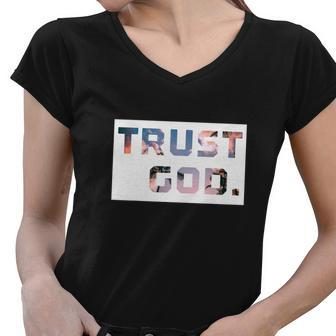 Trust God Period Palm Trees Inspiring Funny Christian Gear Women V-Neck T-Shirt - Thegiftio UK