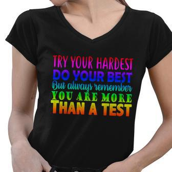 Try Your Hardest On The Test Day Women V-Neck T-Shirt - Monsterry