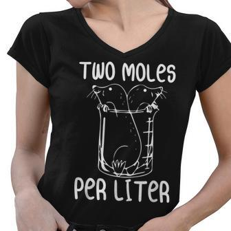 Two Moles Per Liter Funny Chemistry Science Lab Women V-Neck T-Shirt - Thegiftio UK