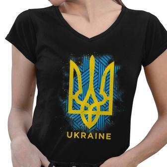 Ukraine Flag Symbol Tshirt Women V-Neck T-Shirt - Monsterry