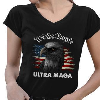 Ultra Maga American Flag We The People Eagle Tshirt Women V-Neck T-Shirt - Monsterry DE