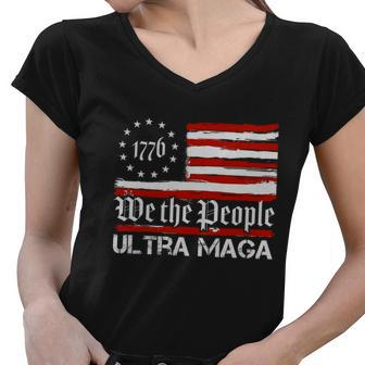 Ultra Maga We The People Shirt Funny Anti Biden Us Flag Pro Trump Trendy Tshirt Women V-Neck T-Shirt - Monsterry UK