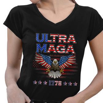 Ultra Mega Eagle 2022 Ultra Maga Tee American Flag Eagle Tshirt Women V-Neck T-Shirt - Monsterry DE