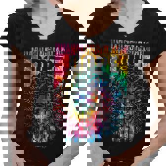 Unapologetically Dope Black Pride Melanin African Tie Dye Women V-Neck T-Shirt - Thegiftio