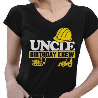 Uncle Birthday Crew Construction Party Graphic Design Printed Casual Daily Basic Women V-Neck T-Shirt - Thegiftio UK
