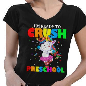 Unicorn Im Ready To Crush Preschool V2 Women V-Neck T-Shirt - Monsterry