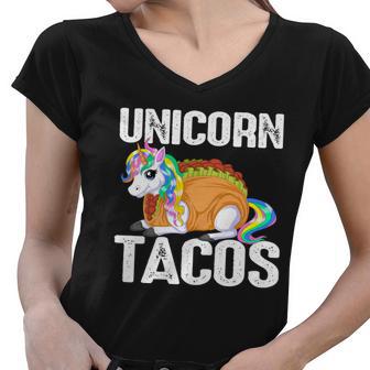 Unicorn Tacos Women V-Neck T-Shirt - Monsterry UK