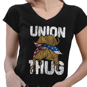 Union Thug Labor Day Skilled Union Laborer Worker Cute Gift Women V-Neck T-Shirt - Monsterry UK