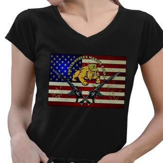United States Marine Corps Bulldog Tshirt Women V-Neck T-Shirt - Monsterry