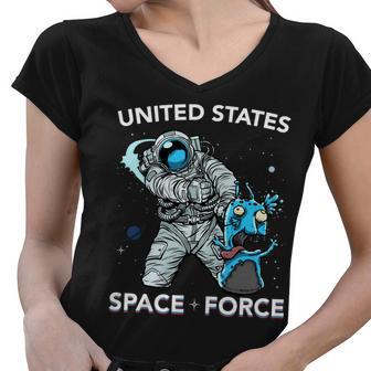 United States Space Force Ussf Alien Fight Tshirt Women V-Neck T-Shirt - Monsterry