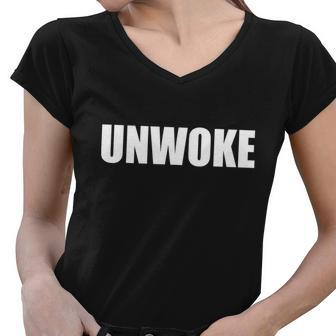 Unwoke Anti Woke Counter Culture Fake Woke Classic Women V-Neck T-Shirt - Monsterry CA