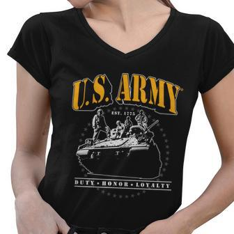 US Army Tank Duty Honor Loyalty Women V-Neck T-Shirt - Monsterry AU